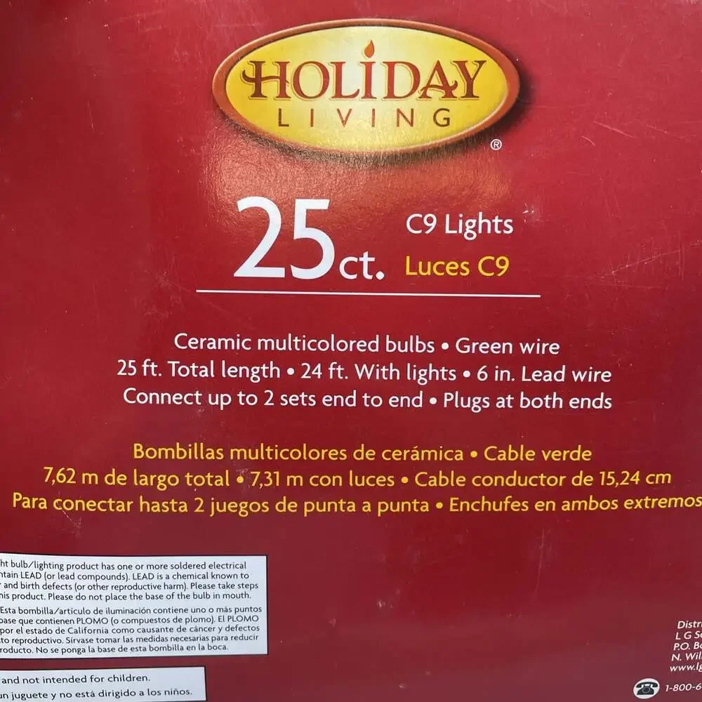 3 Sets Of Holiday Living 25 ct C9 Christmas Multi Indoor Outdoor Lights 25 Ft